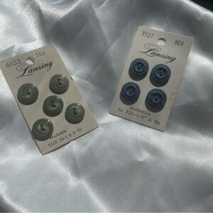VTG Lansing Button Set. 2 hole, 4-Blue/black, 5-Green/translucent. 5/8 #crafter